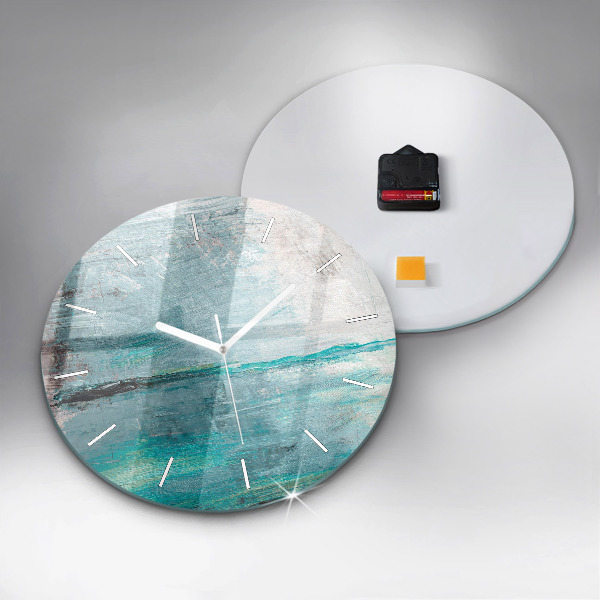 Round glass clock Oil texture abstract