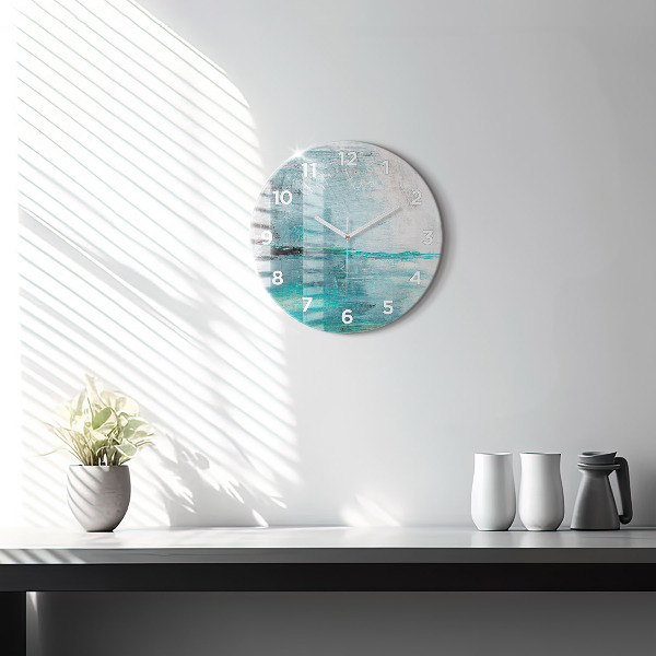 Round glass clock Oil texture abstract