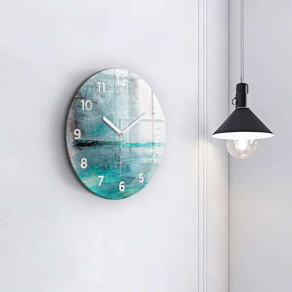 Round glass clock Oil texture abstract