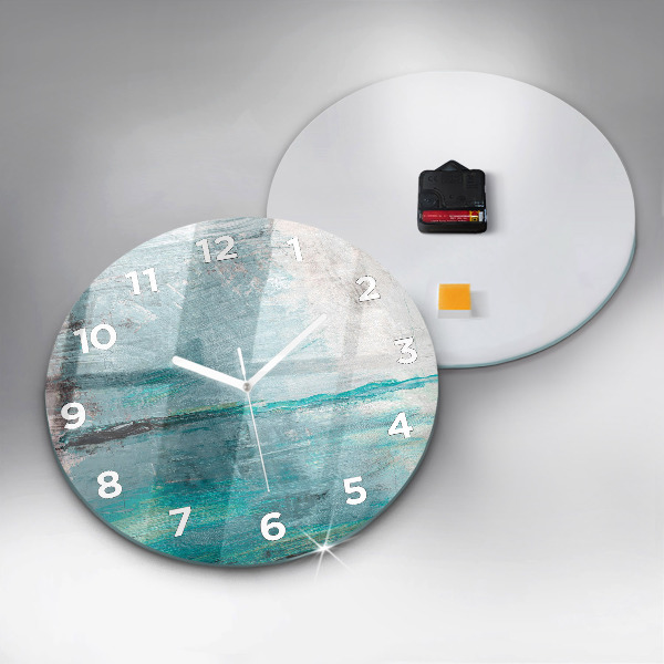 Round glass clock Oil texture abstract