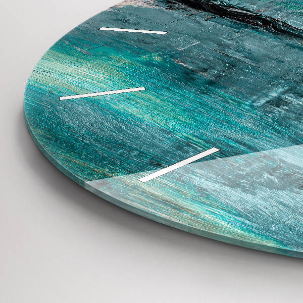 Round glass clock Oil texture abstract