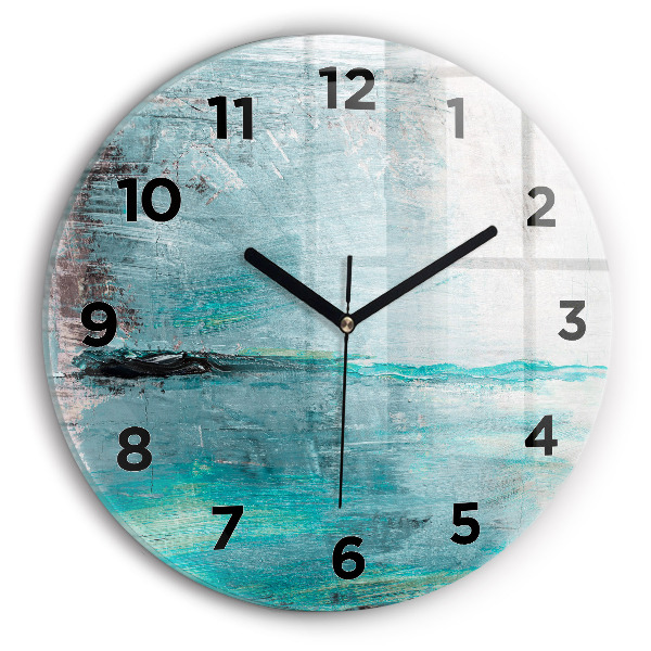 Round glass clock Oil texture abstract