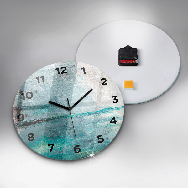 Round glass clock Oil texture abstract