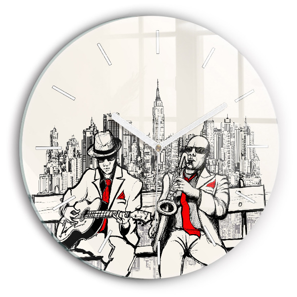 Round glass clock Jazz in New York