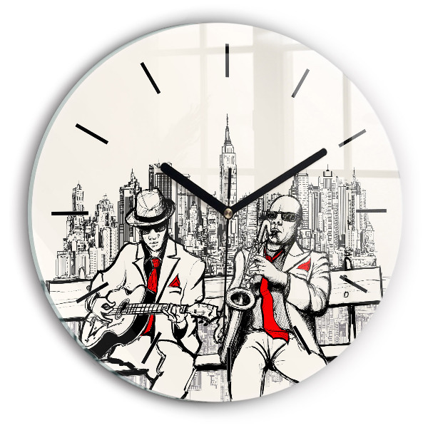 Round glass clock Jazz in New York