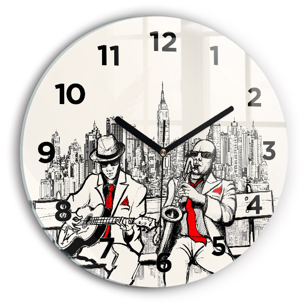 Round glass clock Jazz in New York