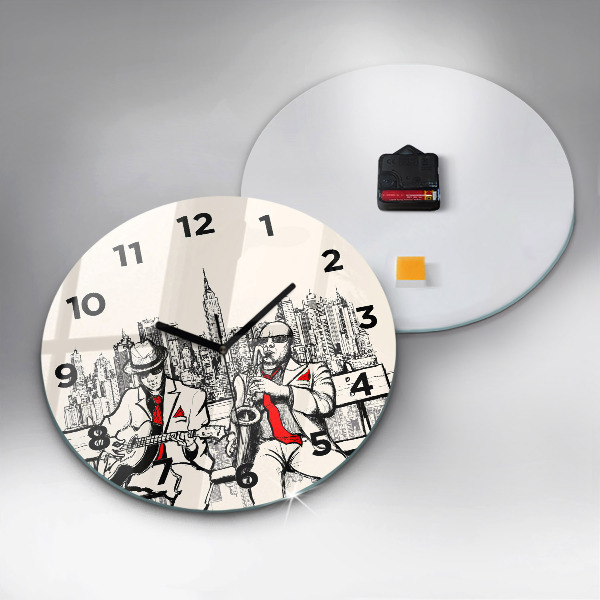 Round glass clock Jazz in New York