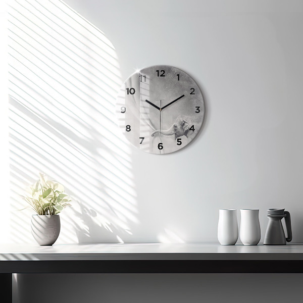 Round glass clock Elephant