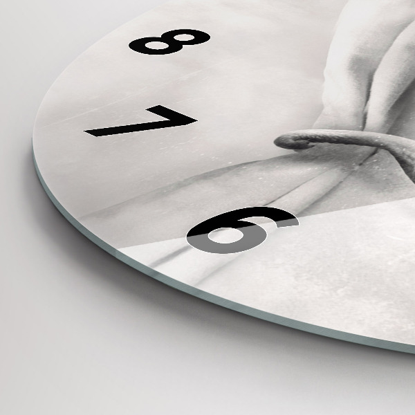 Round glass clock Elephant