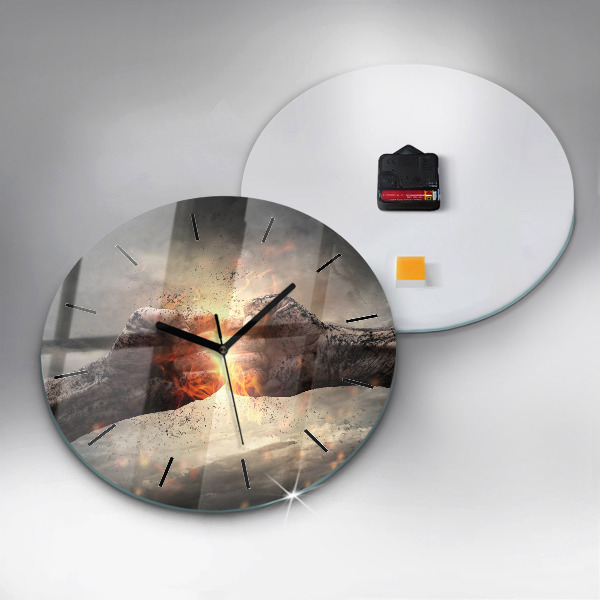 Round glass clock Fists Strength Power