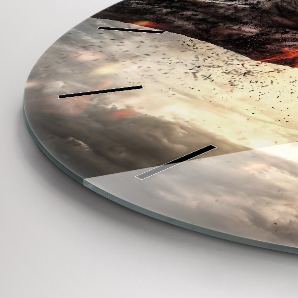 Round glass clock Fists Strength Power