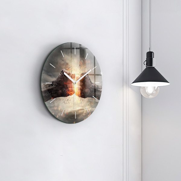 Round glass clock Fists Strength Power