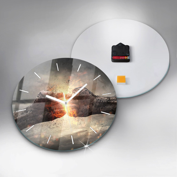 Round glass clock Fists Strength Power