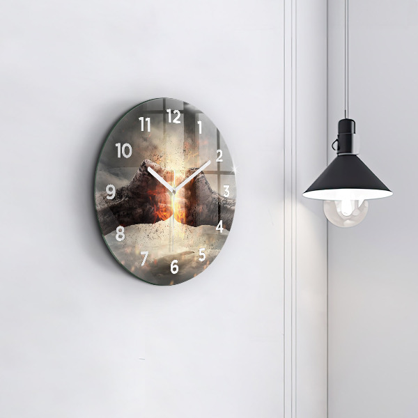 Round glass clock Fists Strength Power