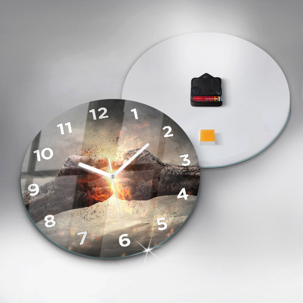 Round glass clock Fists Strength Power