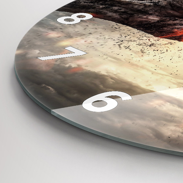 Round glass clock Fists Strength Power