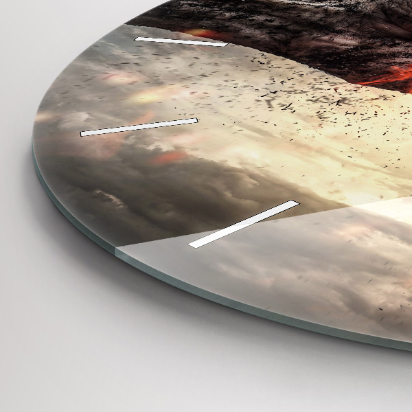 Round glass clock Fists Strength Power