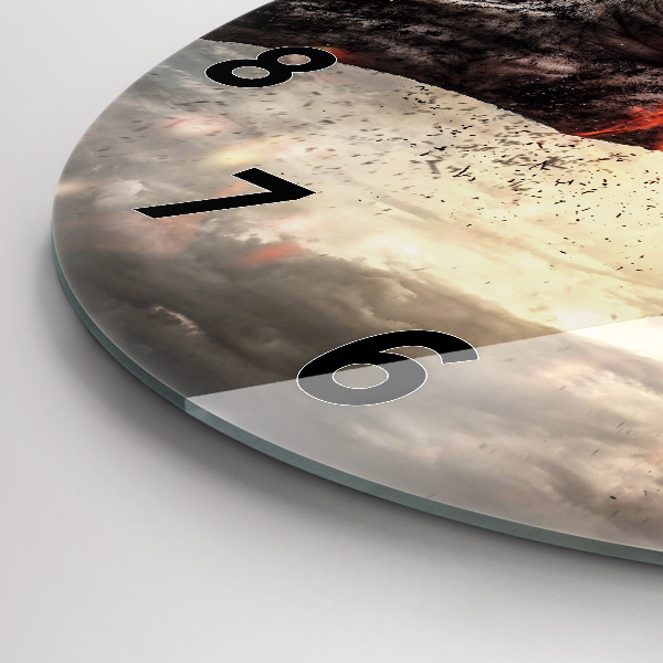 Round glass clock Fists Strength Power