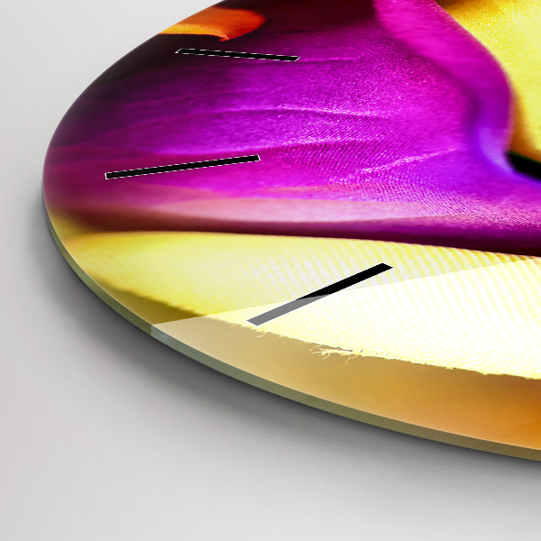 Round glass clock Rainbow Rose