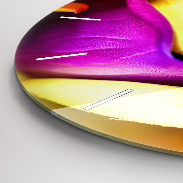 Round glass clock Rainbow Rose