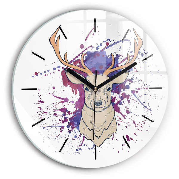 Round glass clock Deer vector illustration