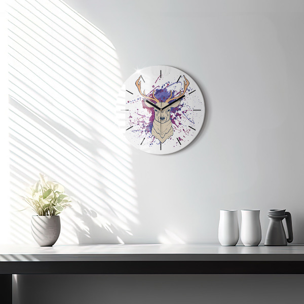 Round glass clock Deer vector illustration