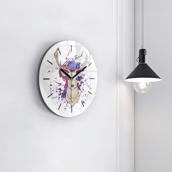 Round glass clock Deer vector illustration