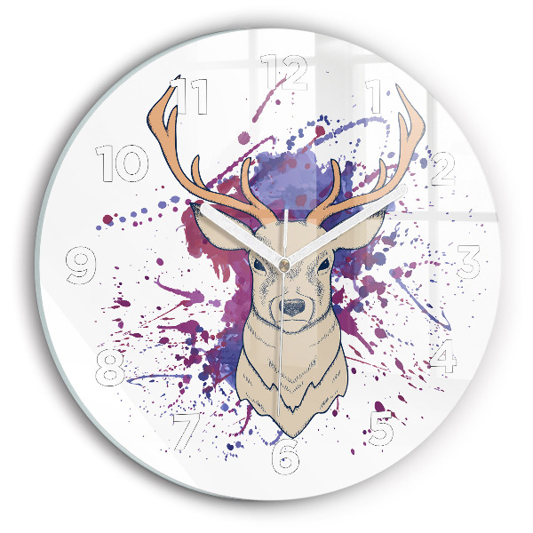 Round glass clock Deer vector illustration