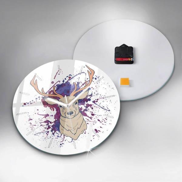 Round glass clock Deer vector illustration