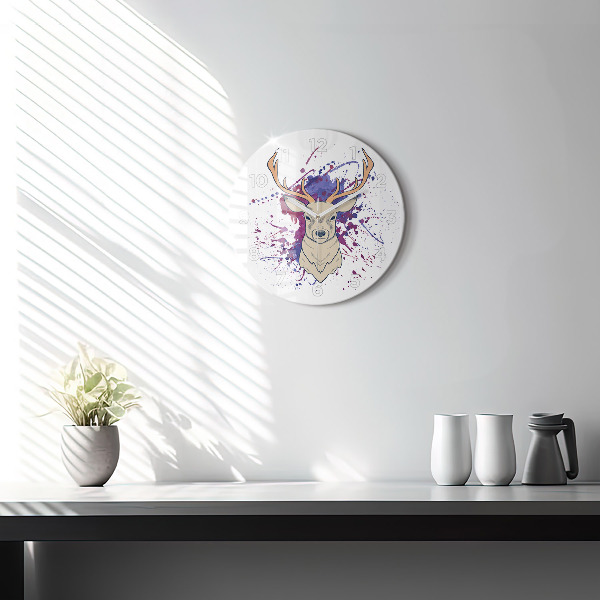 Round glass clock Deer vector illustration
