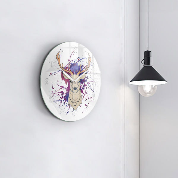 Round glass clock Deer vector illustration