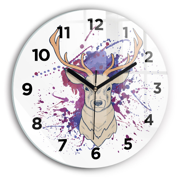 Round glass clock Deer vector illustration