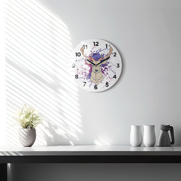 Round glass clock Deer vector illustration