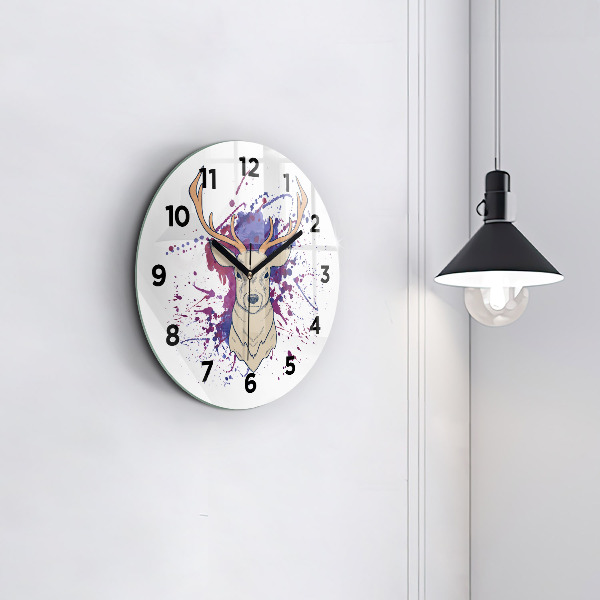 Round glass clock Deer vector illustration