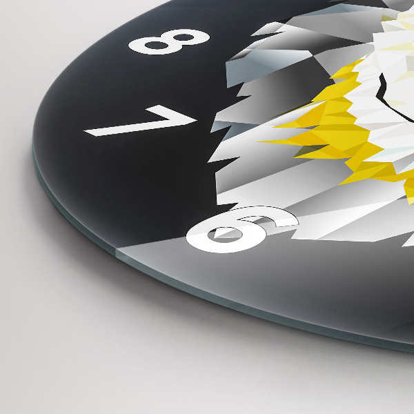 Round glass clock Wolf head