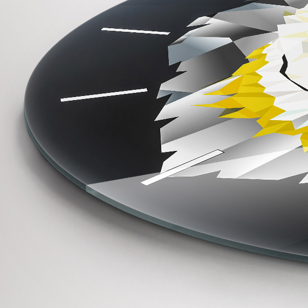 Round glass clock Wolf head