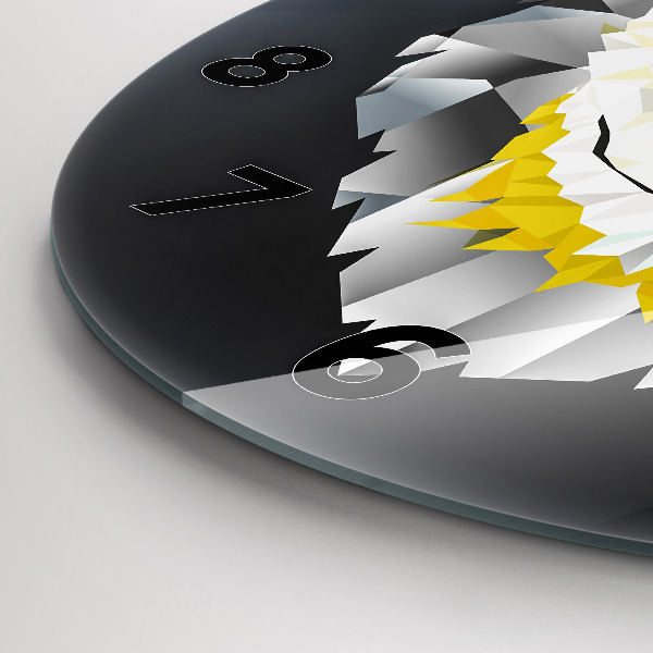 Round glass clock Wolf head