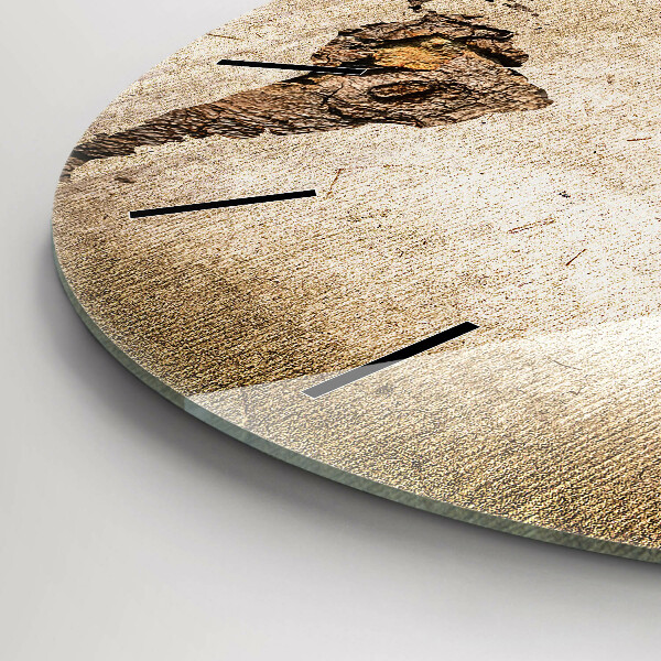 Round glass clock Vintage world map