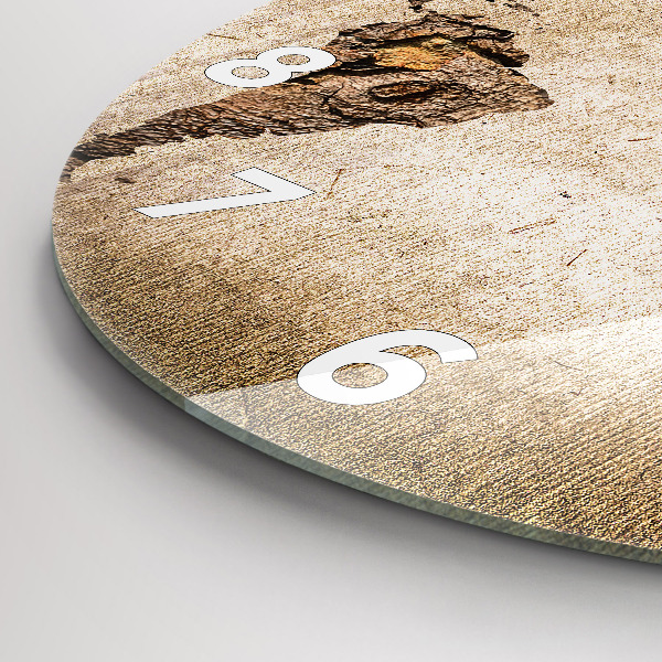 Round glass clock Vintage world map