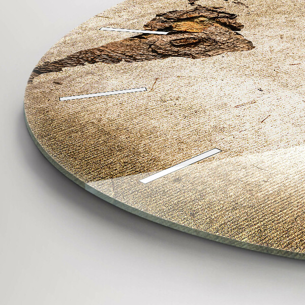 Round glass clock Vintage world map