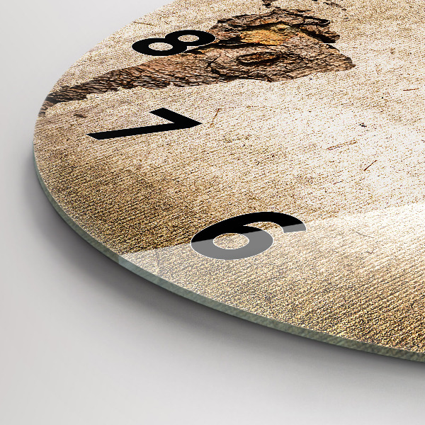 Round glass clock Vintage world map