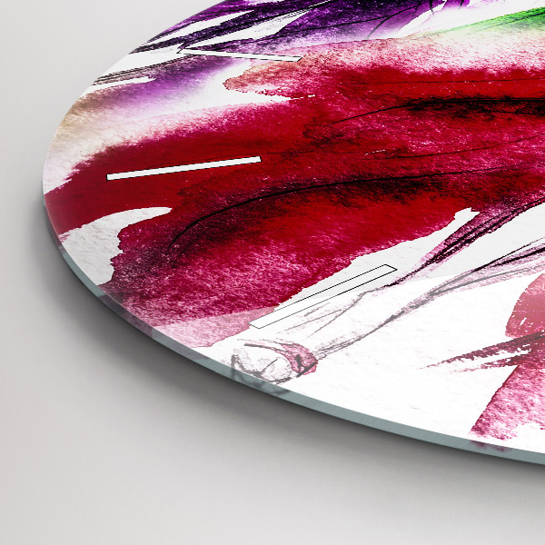Round glass clock Women in colorful dresses
