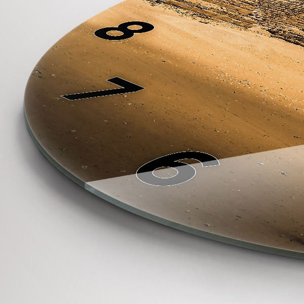 Round glass clock Pyramids and sunset