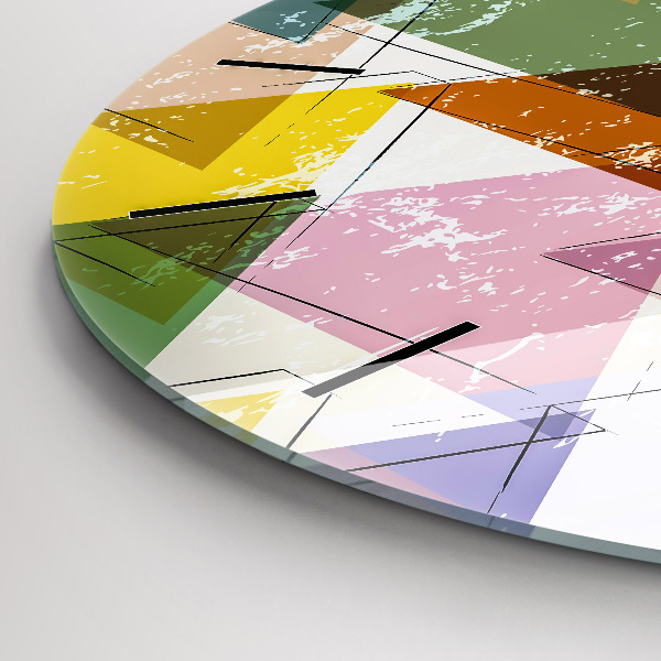 Round glass clock Geometric Triangles