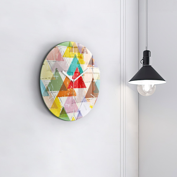 Round glass clock Geometric Triangles
