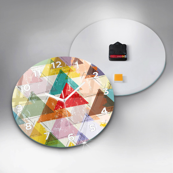 Round glass clock Geometric Triangles