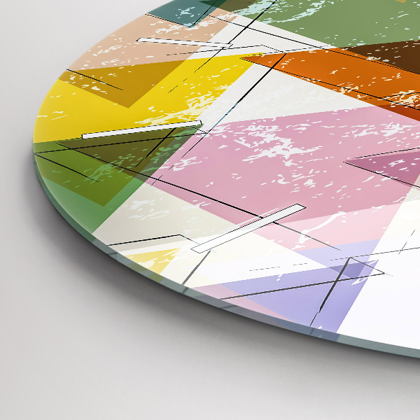 Round glass clock Geometric Triangles
