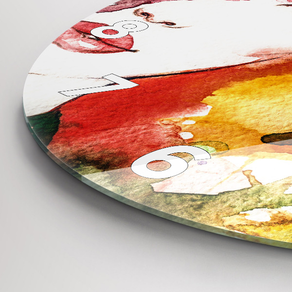 Round glass clock Colorful portrait of a woman