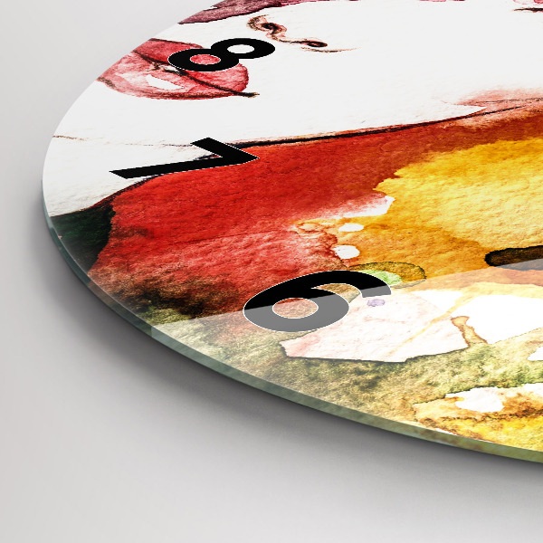 Round glass clock Colorful portrait of a woman