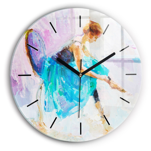 Round glass clock Preparing the ballerina